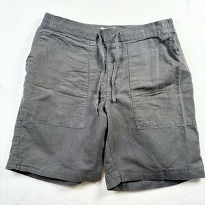 Pact Shorts Mens Medium Inseam: 7.5” Gray Pull On Pockets Linen Cotton